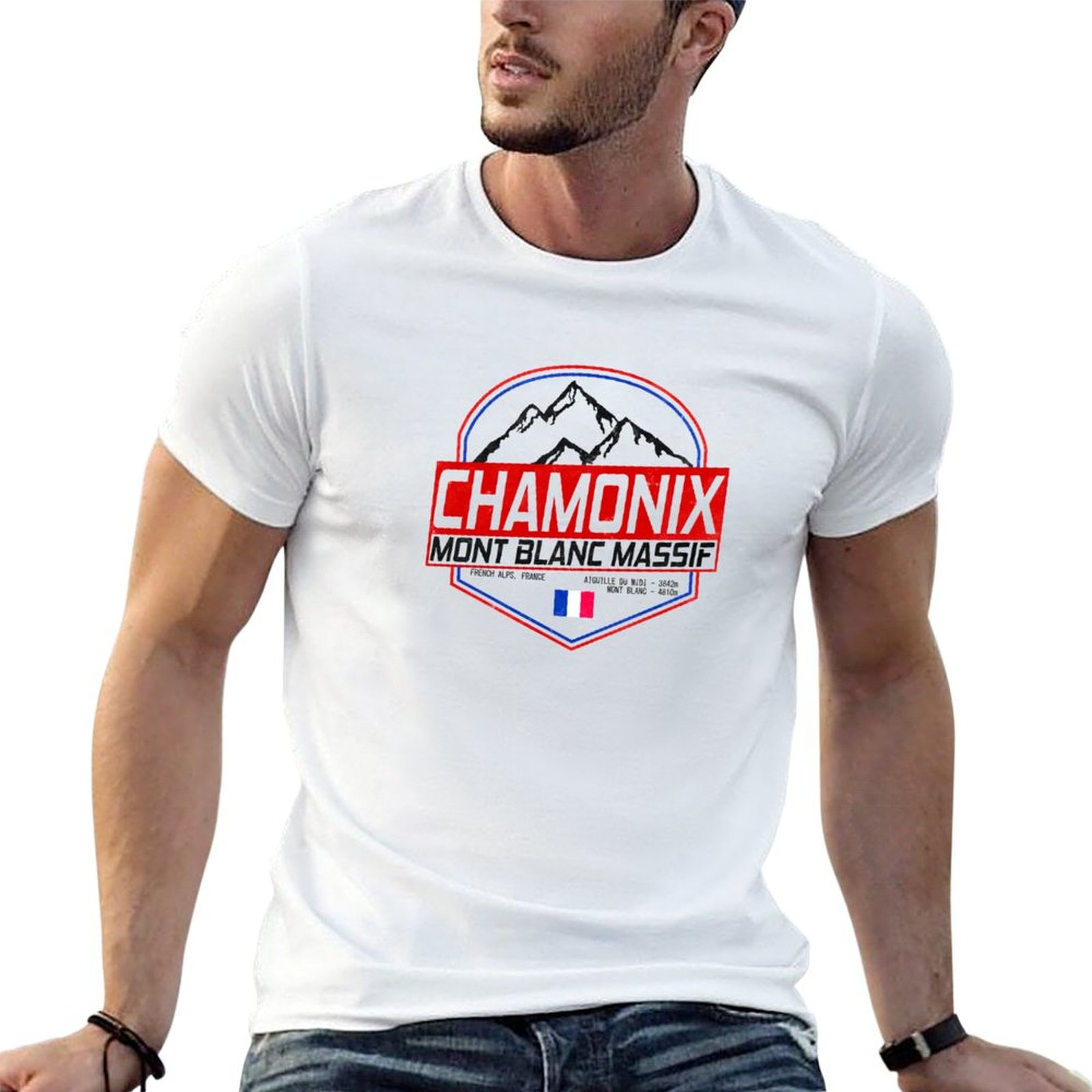 Mountain Biking France - Koszulka Retro Ski Chamonix Mont Blanc